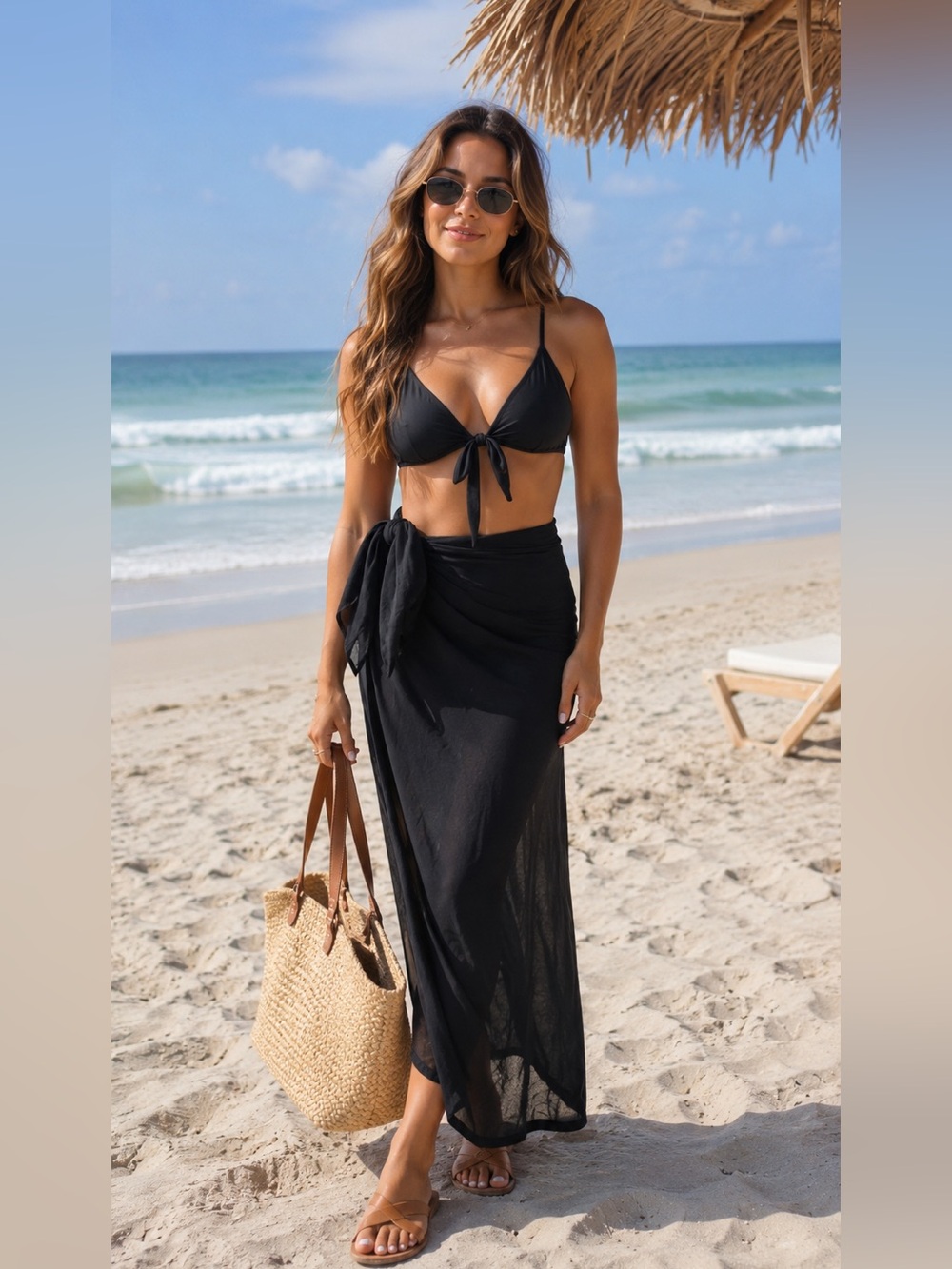 Black Wrap Cover Up - Women